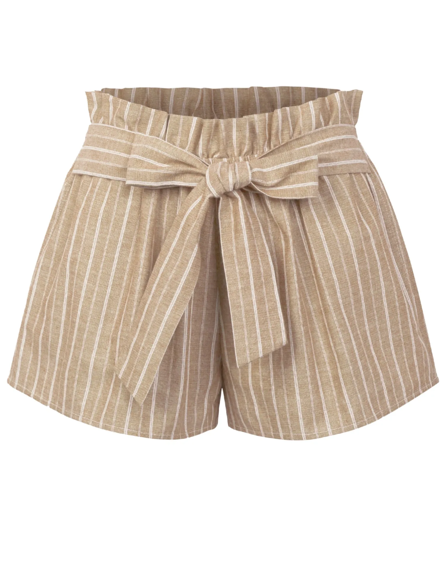 KOGMO Women's Casual Striped Summer Beach Shorts With Self Tie Bow