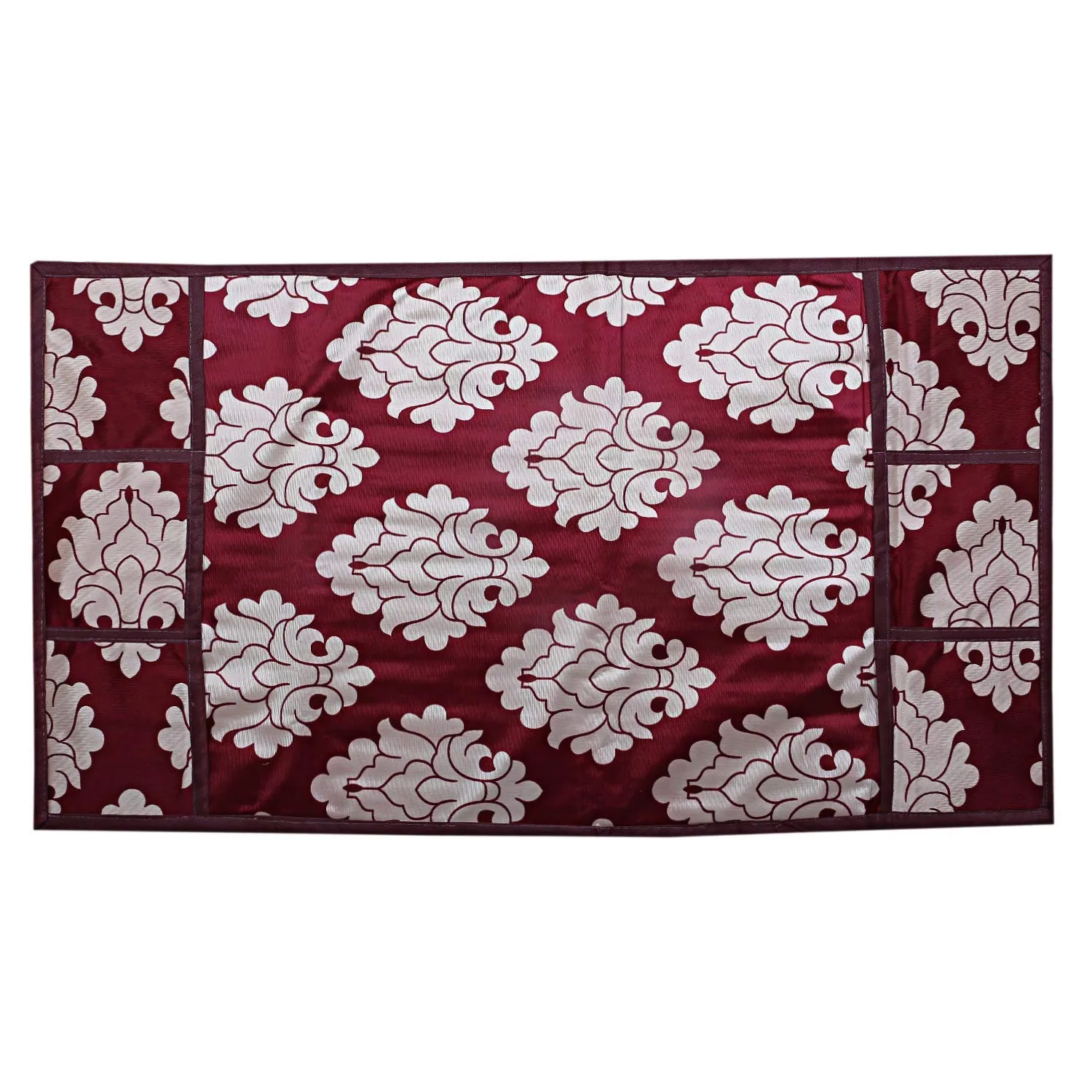 Kuber Industries Fridge Appliance Set|Flower Design & PVC Material|3 Pieces Fridge Mats|1 Piece Fridge Top Cover, Set of 1 (Maroon)-CTKTC33659, Polyvinyl Chloride