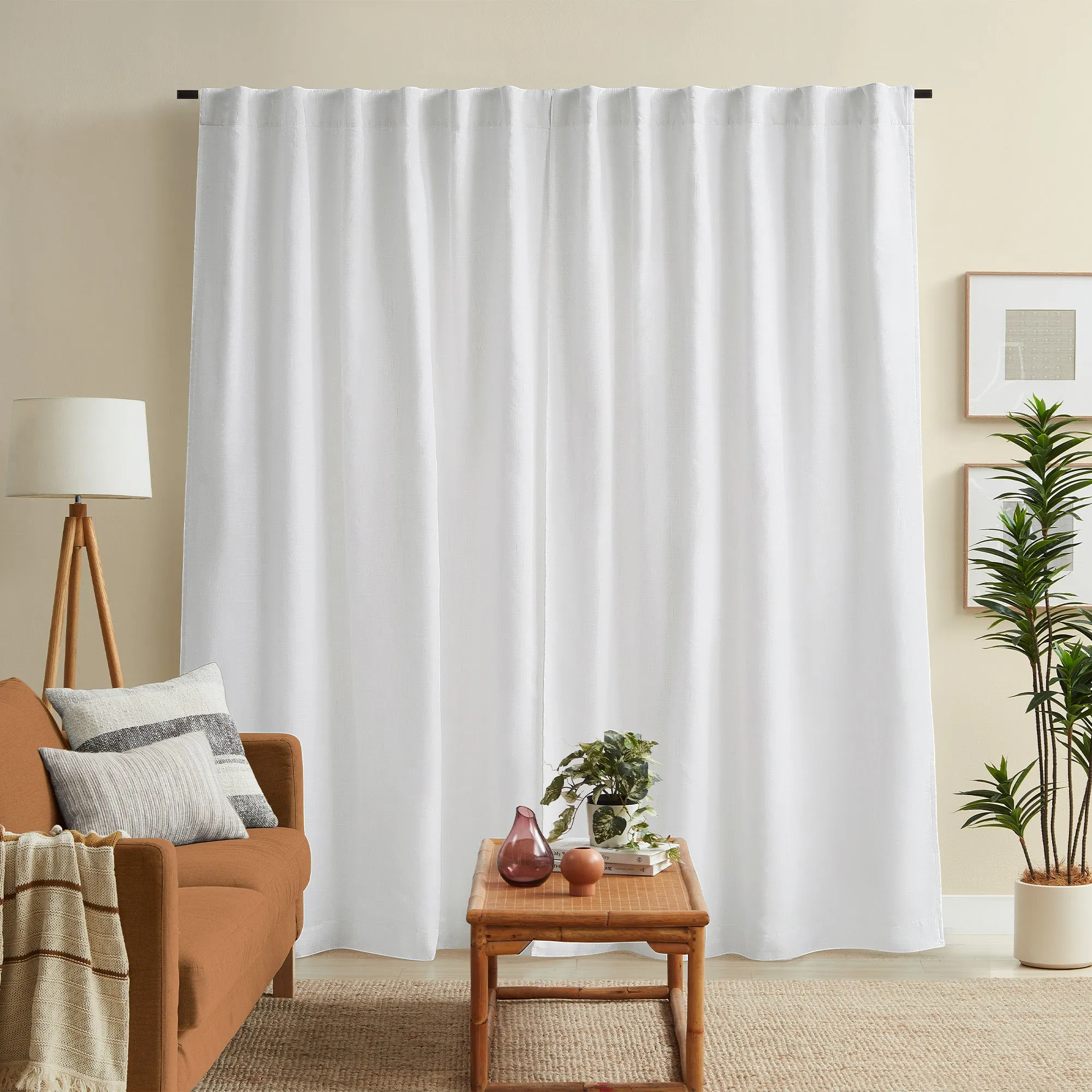 Lennox Room Darkening Concealed Tab Curtain in WHITE by Zaab