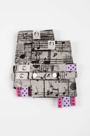 LennyLamb Drool Pads & Reach Straps Set - SYMPHONY GLOWING DUST (Outer fabric - 96% cotton, 4% metallised yarn; Lining - 100% polyester)