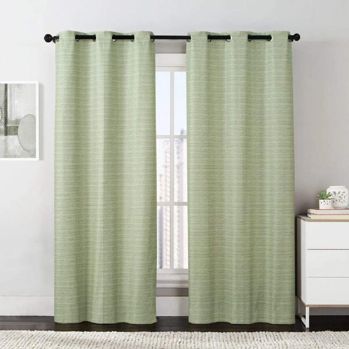 Manor Printed Thermal Grommet Room Darkening Curtain Panels 76”Wx84”L(Set of 2)