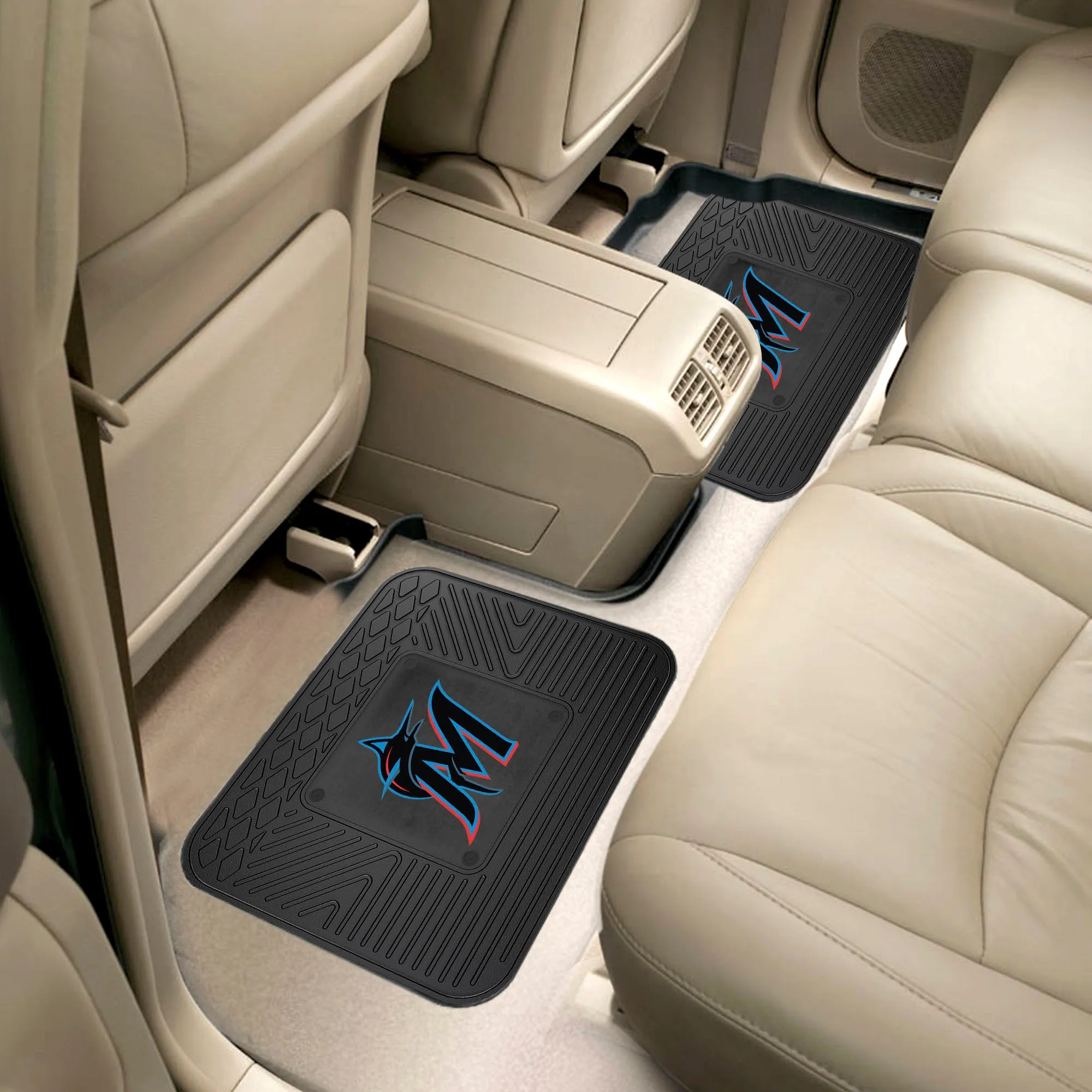 Miami Marlins Back Seat Car Utility Mats - 2 Piece Set