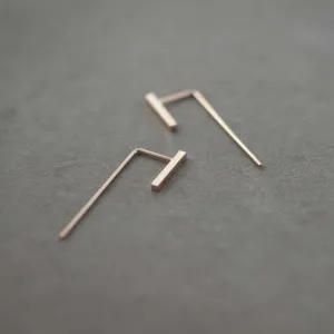 Minimalistic slim bar earrings N°11 in silver or rose gold plated silver