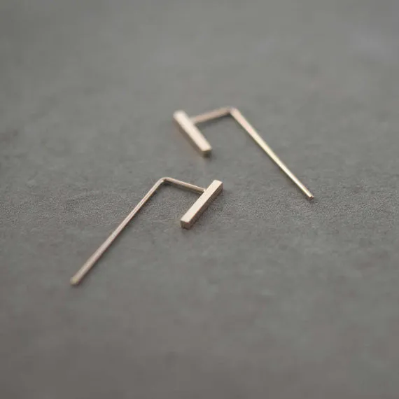 Minimalistic slim bar earrings N°11 in silver or rose gold plated silver