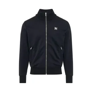 Monogram Embroidered Track Jacket in Black