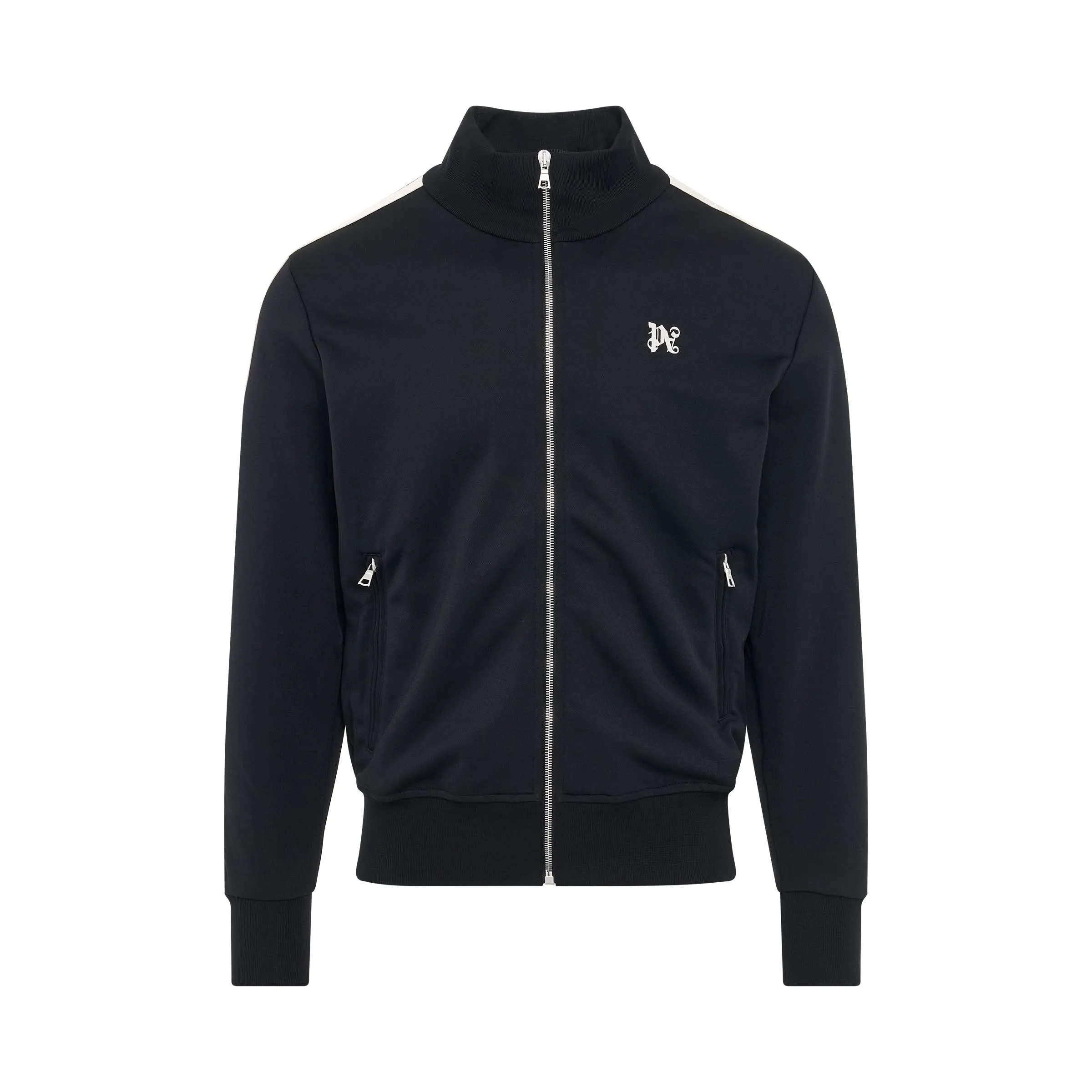 Monogram Embroidered Track Jacket in Black