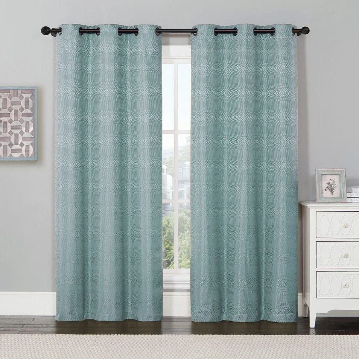 Murry Thermal Blackout Curtain Panels Jacquard Textured 76”Wx84”L(Set Of 2)