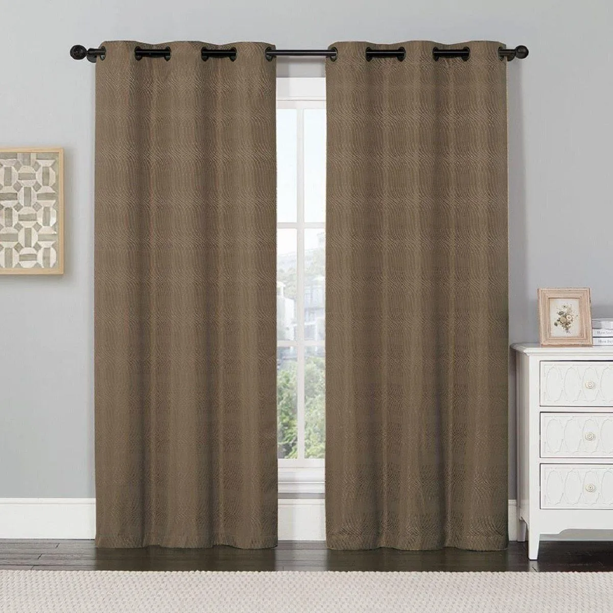 Murry Thermal Blackout Curtain Panels Jacquard Textured 76”Wx84”L(Set Of 2)