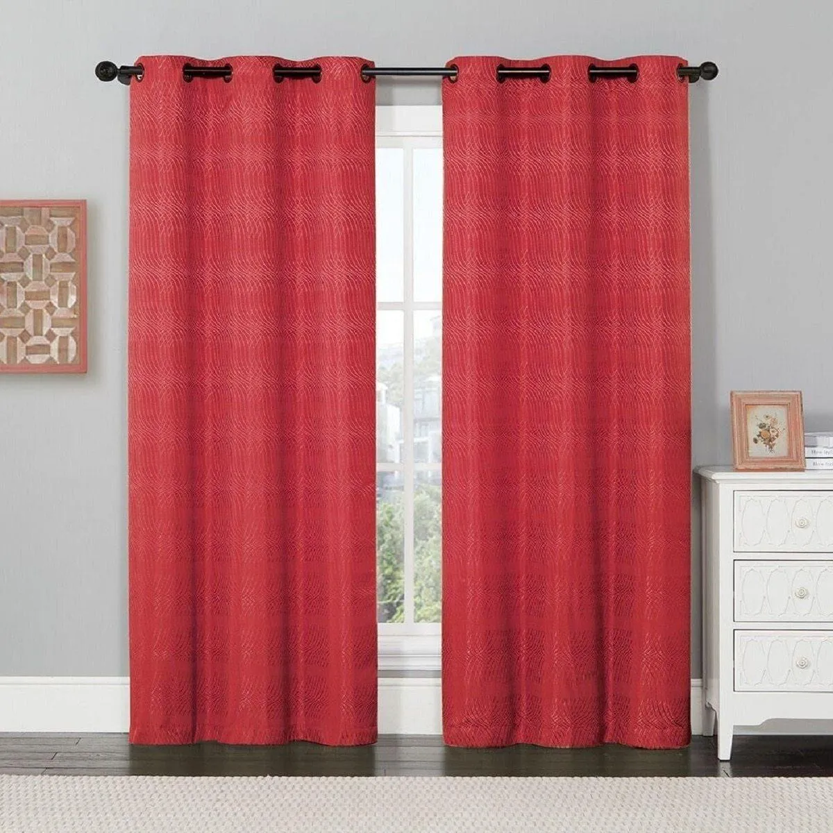 Murry Thermal Blackout Curtain Panels Jacquard Textured 76”Wx84”L(Set Of 2)