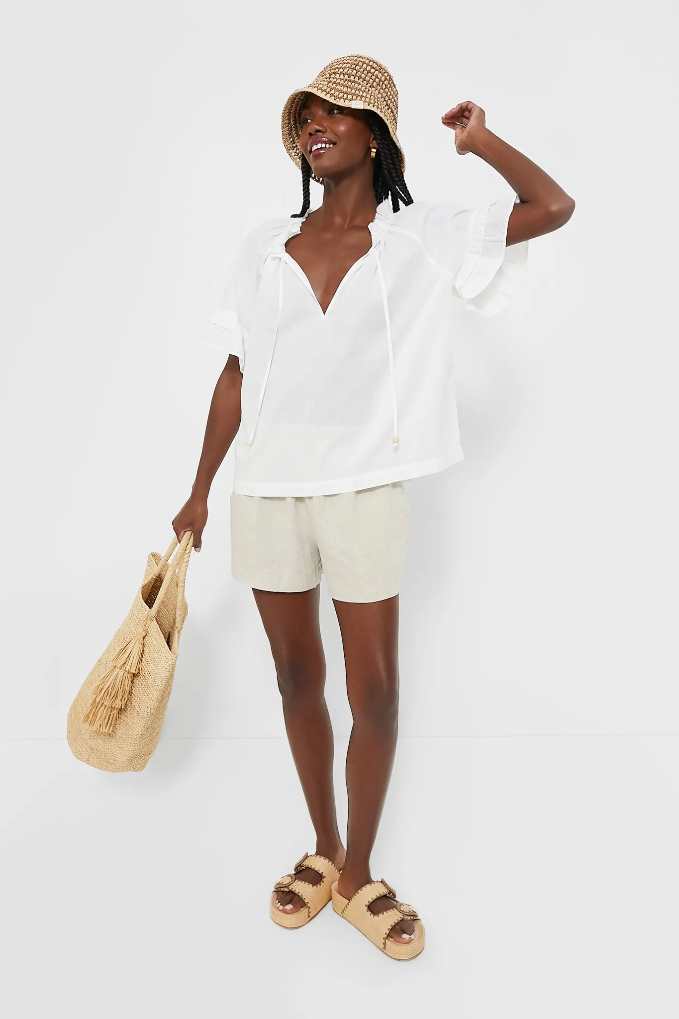 Natural Linen Elena Shorts