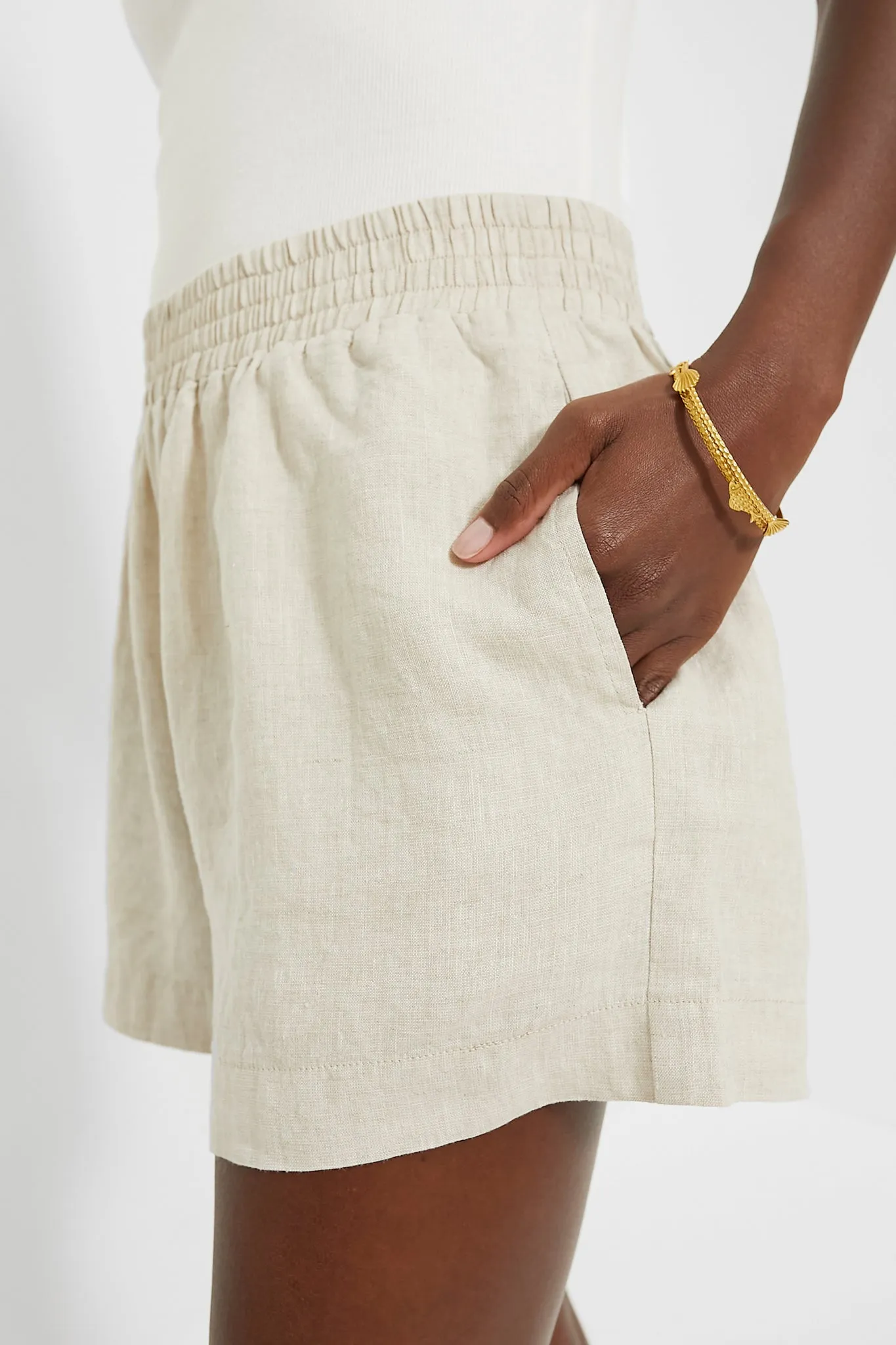 Natural Linen Elena Shorts