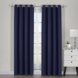 Navy Ava Blackout Weave Curtain Panels With Tie Backs Pair (Set Of 2)