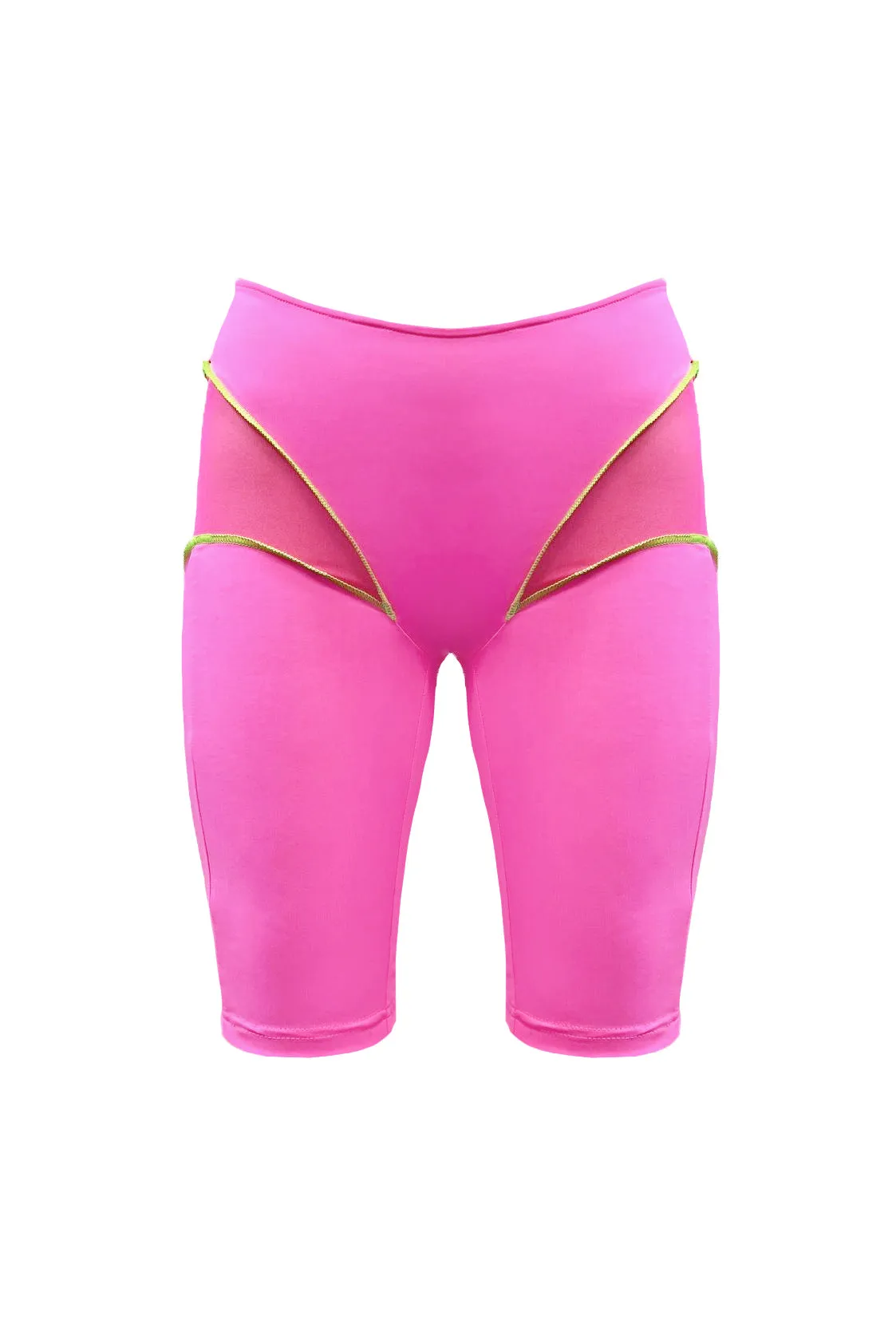 Pink High-Waist Slim Fit Bike Women's Shorts