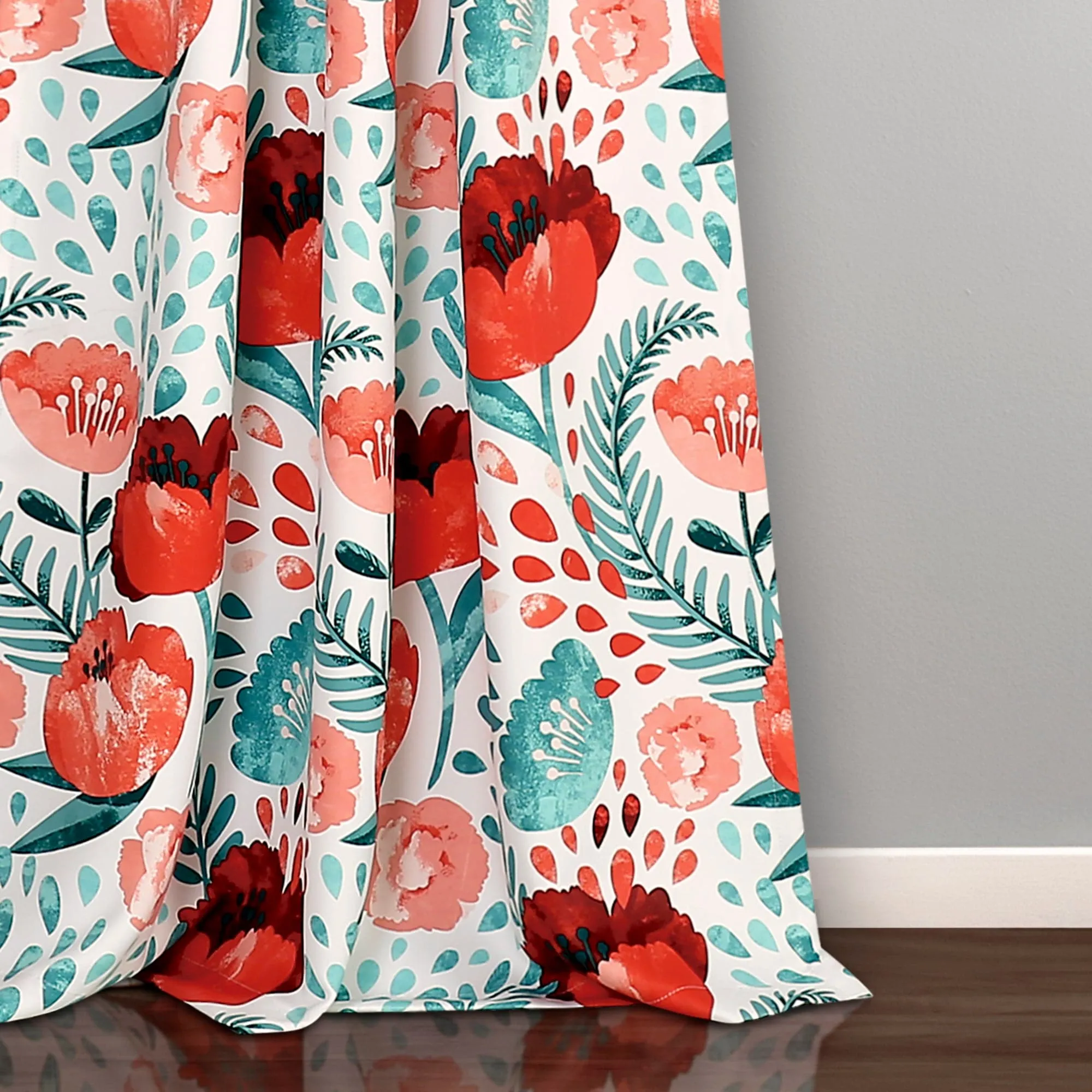 Poppy Garden Light Filtering Window Curtain Panel Set