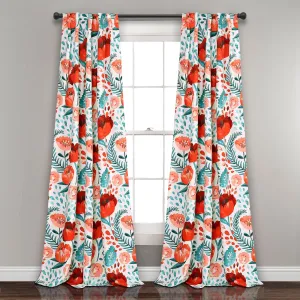 Poppy Garden Light Filtering Window Curtain Panel Set