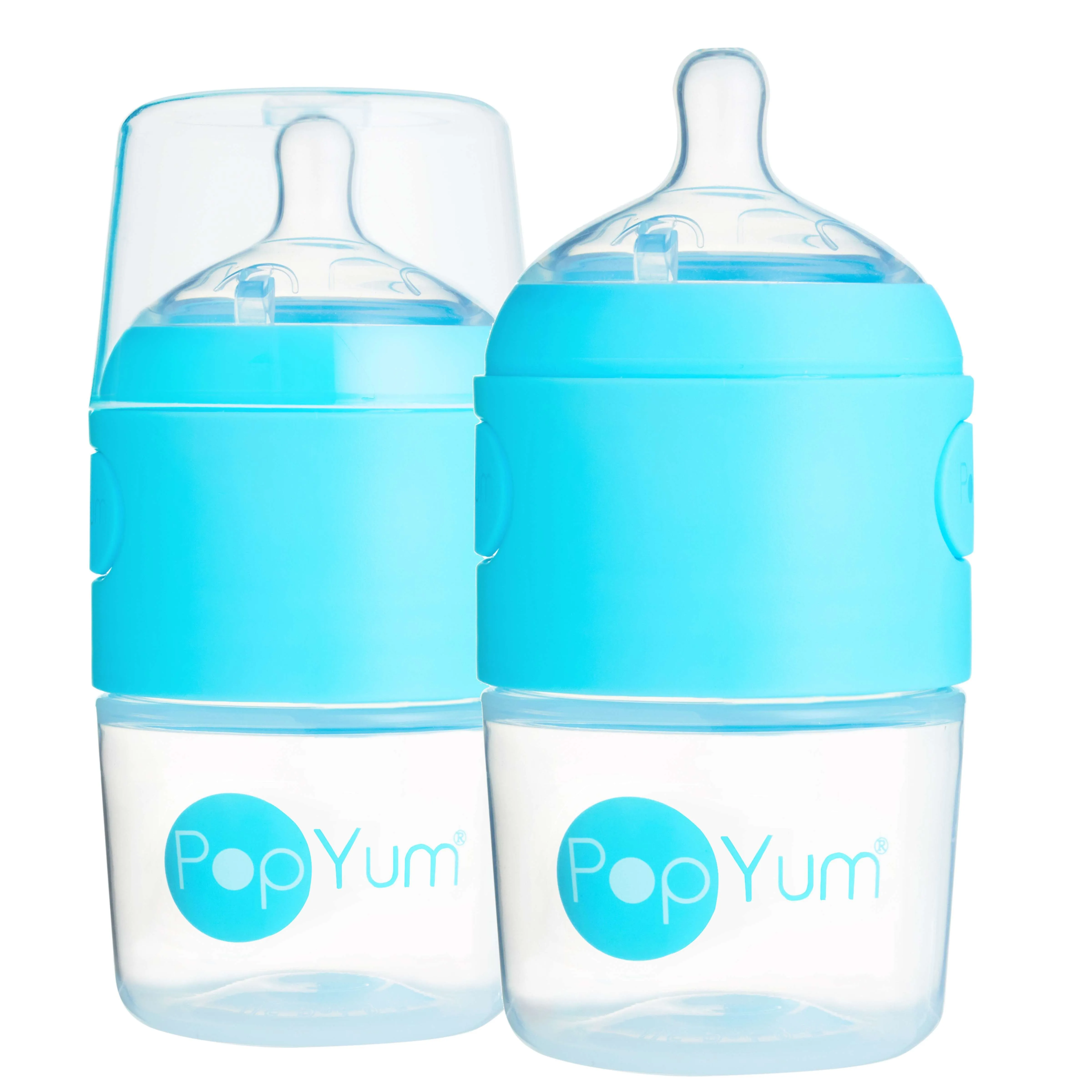 PopYum 5oz Blue Anti-Colic Baby Bottle, 2-Pack