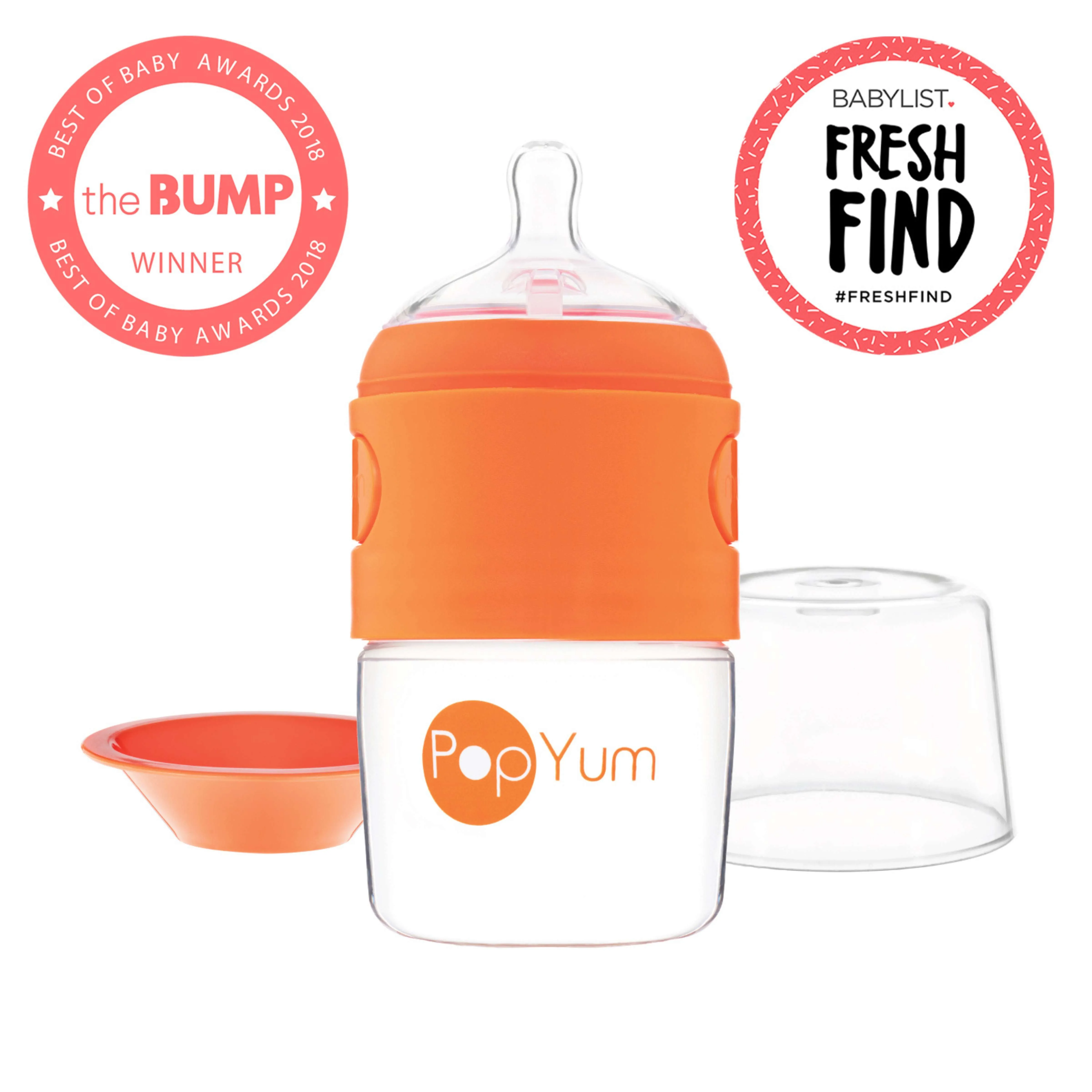 PopYum 5oz Orange Anti-Colic Baby Bottle