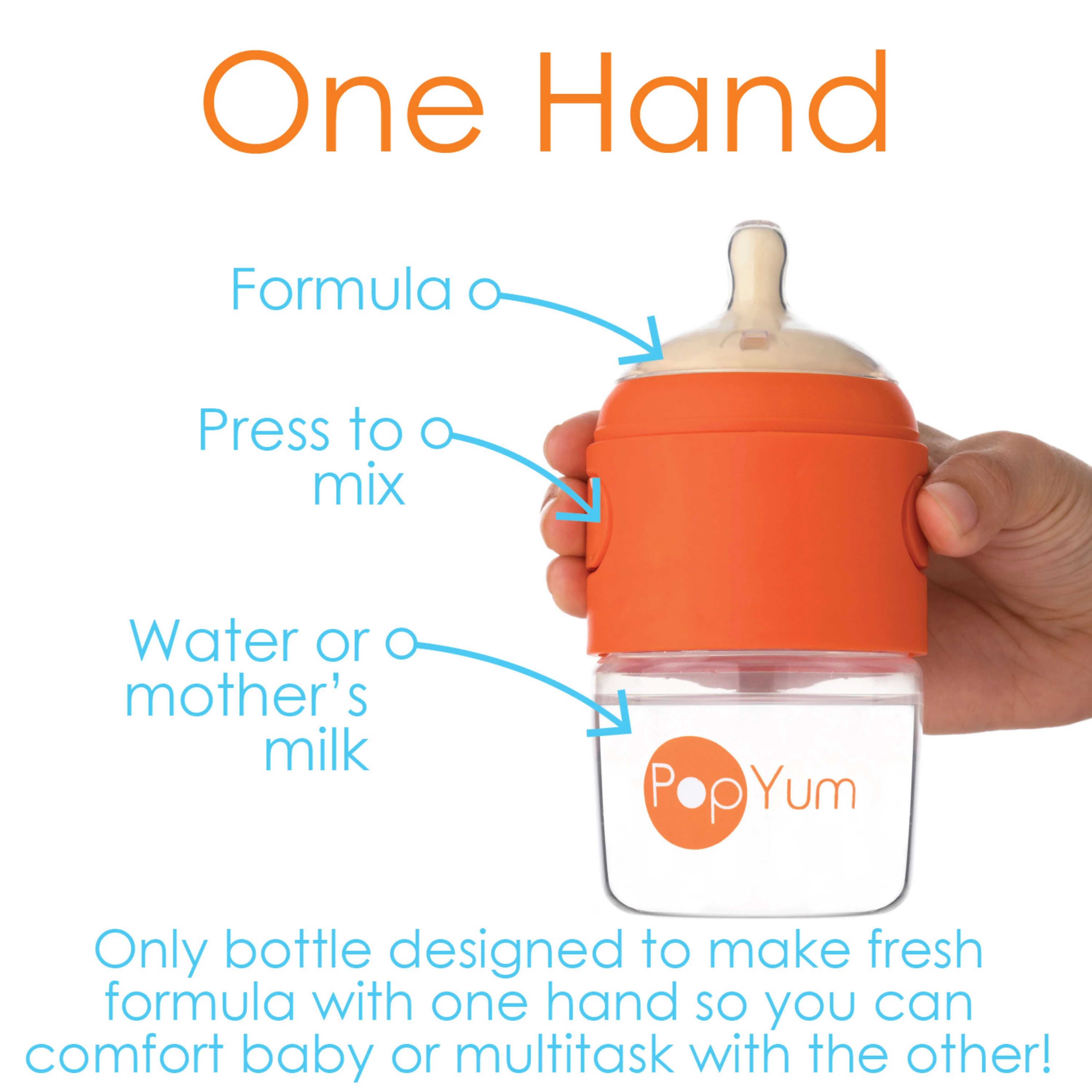 PopYum 5oz Orange Anti-Colic Baby Bottle