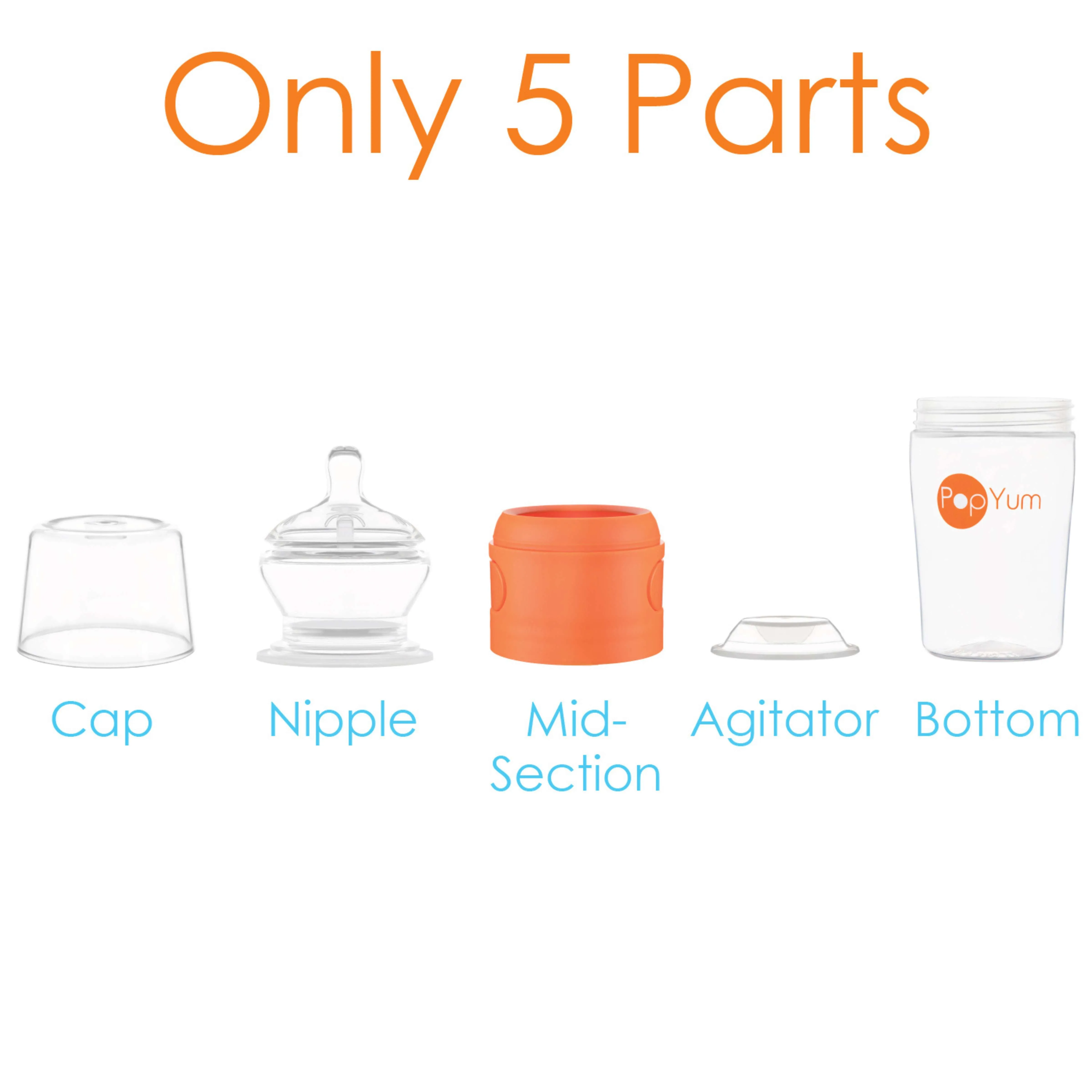 PopYum 9oz Orange Anti-Colic Baby Bottle, 2-Pack