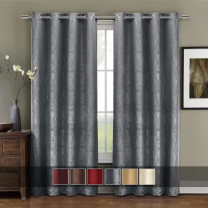 Prairie Contemporary Leafy Design Blackout Grommet Curtain Panel (Single)