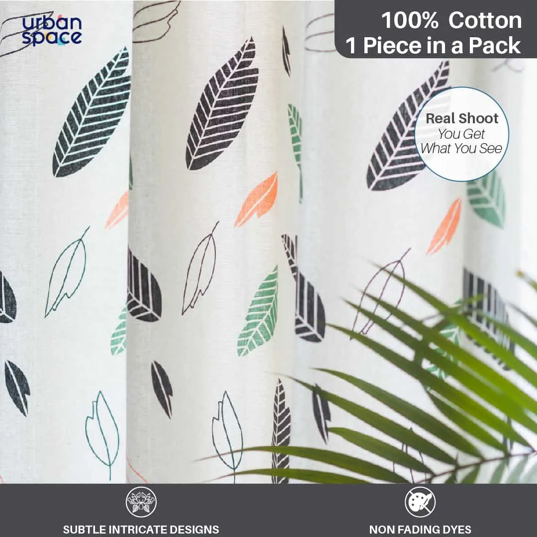 Premium 100% Cotton Curtain for Window & Curtains for Door - Pack of 1 Curtain, Feathers Green