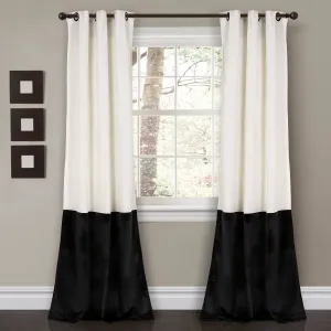 Prima Velvet Color Block Room Darkening Window Curtain Panel Set