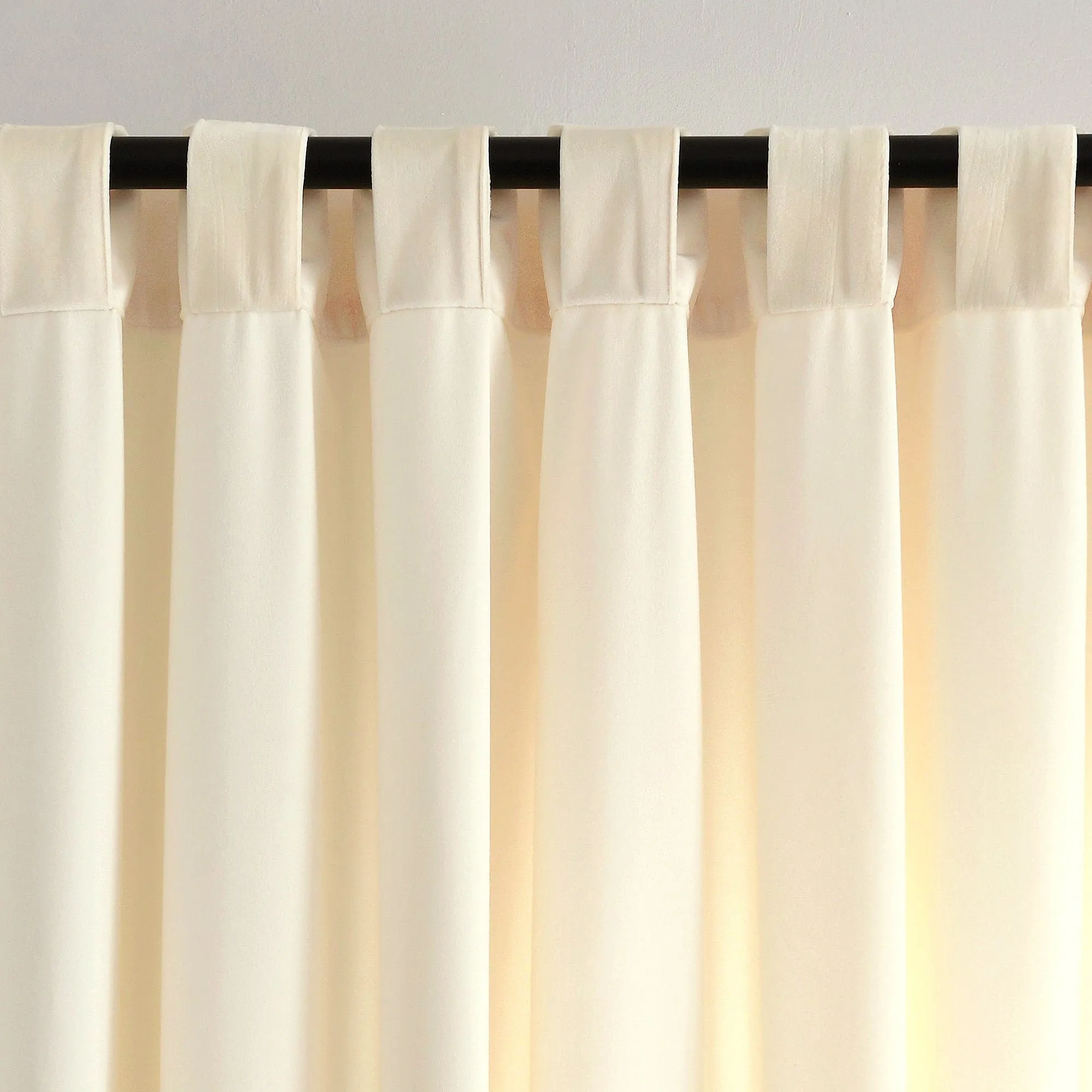 Prima Velvet Solid Back Tab Rod Pocket Light Filtering Window Curtain Panel Set