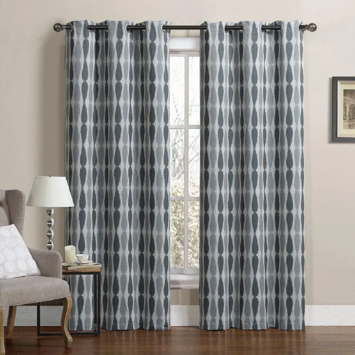 Printed Mansoon Triple Weave Blackout Curtain Panels 76"Wx84"L(Set Of 2)