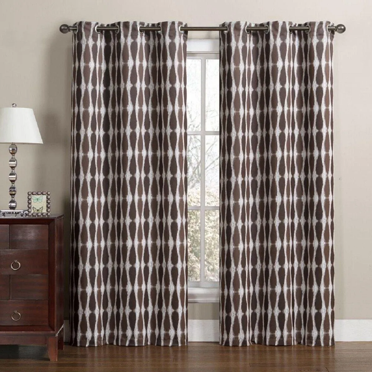 Printed Mansoon Triple Weave Blackout Curtain Panels 76"Wx84"L(Set Of 2)