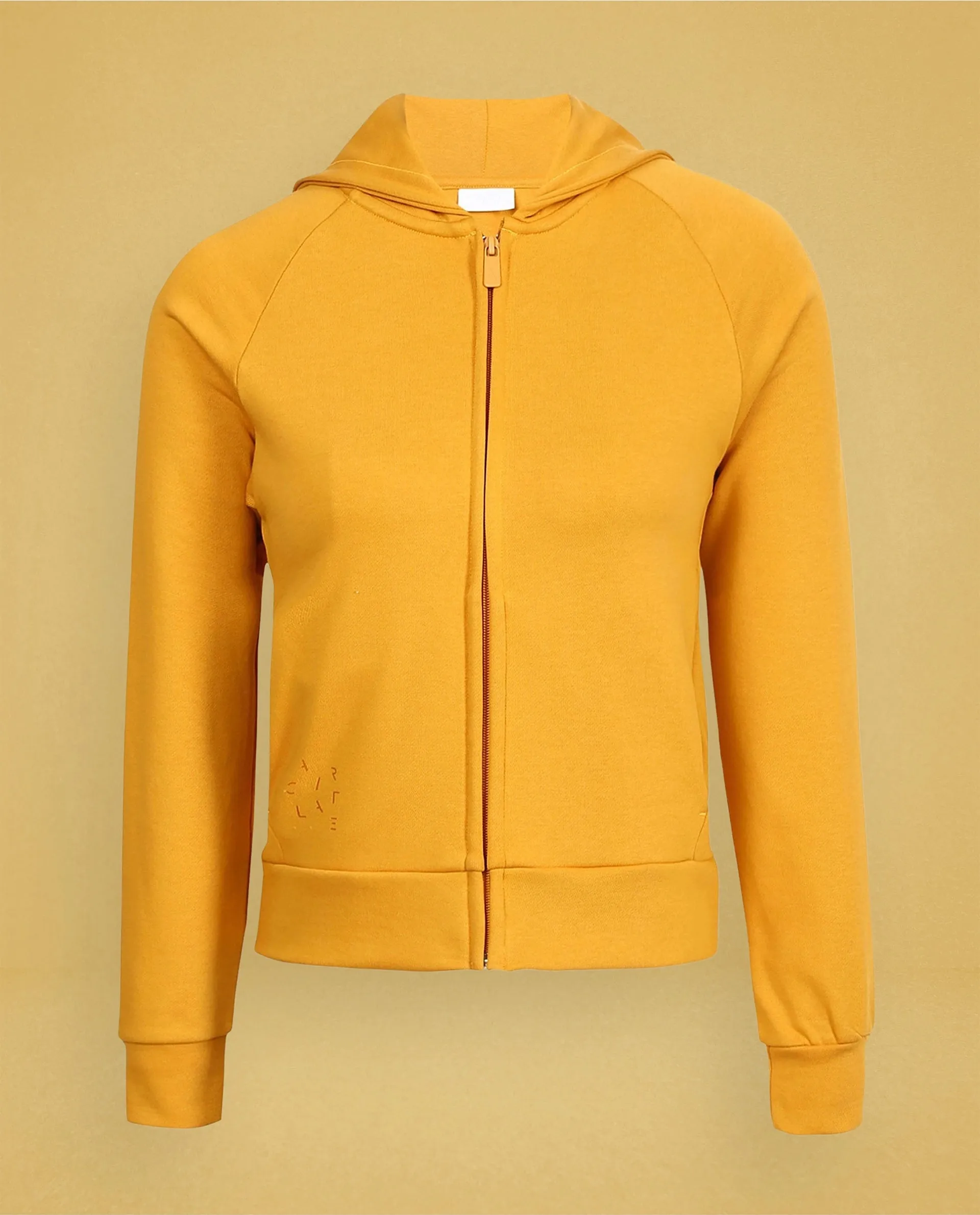 Rareism Women Capper Mustard Cotton Blend Fabric Full Sleeves Solid Hooded Jacket