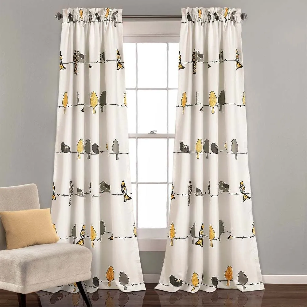 Rowley Birds Room Darkening Curtain Panel Pair 52" W X 84" L