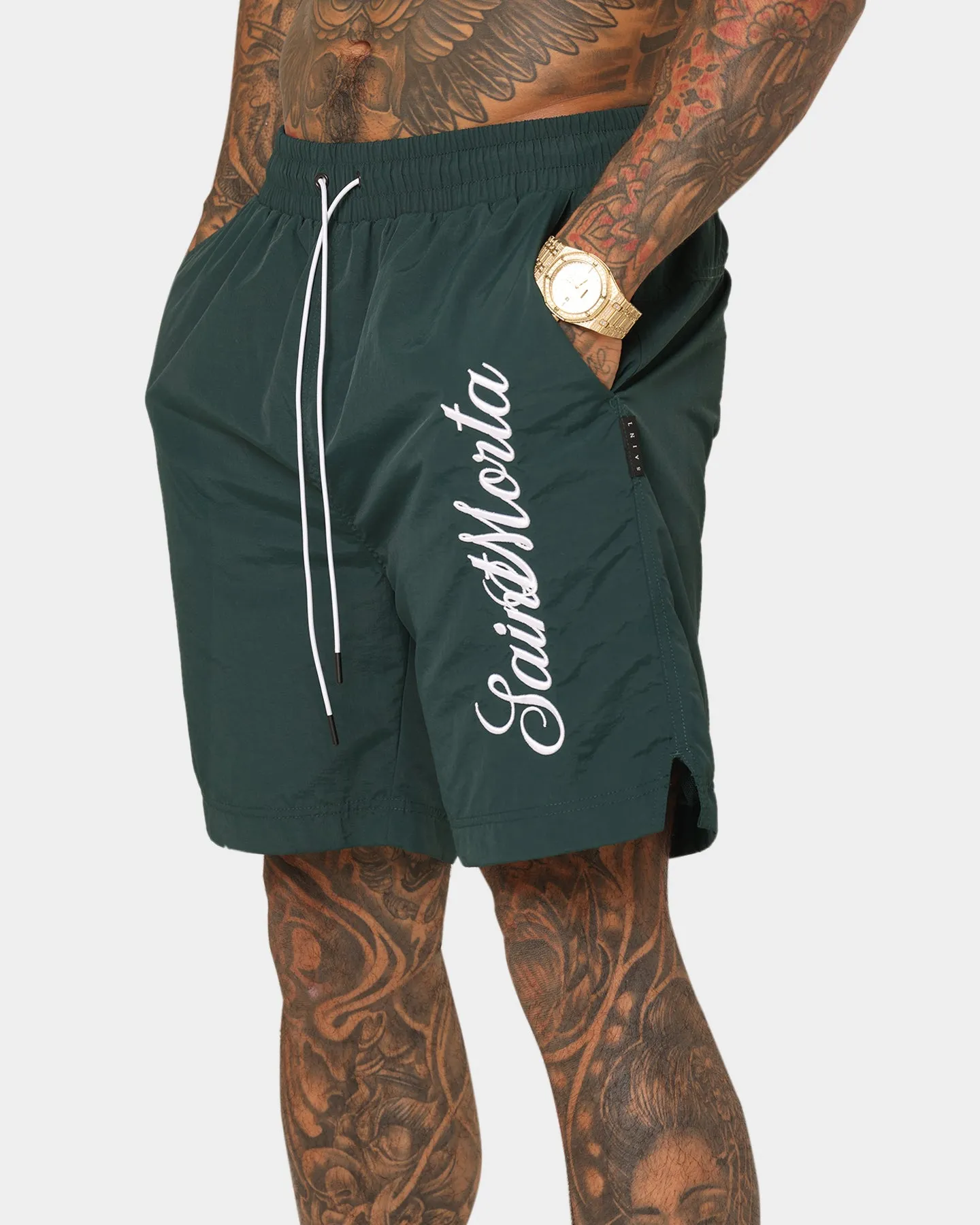 Saint Morta Scripted Beach Shorts Stadium Green