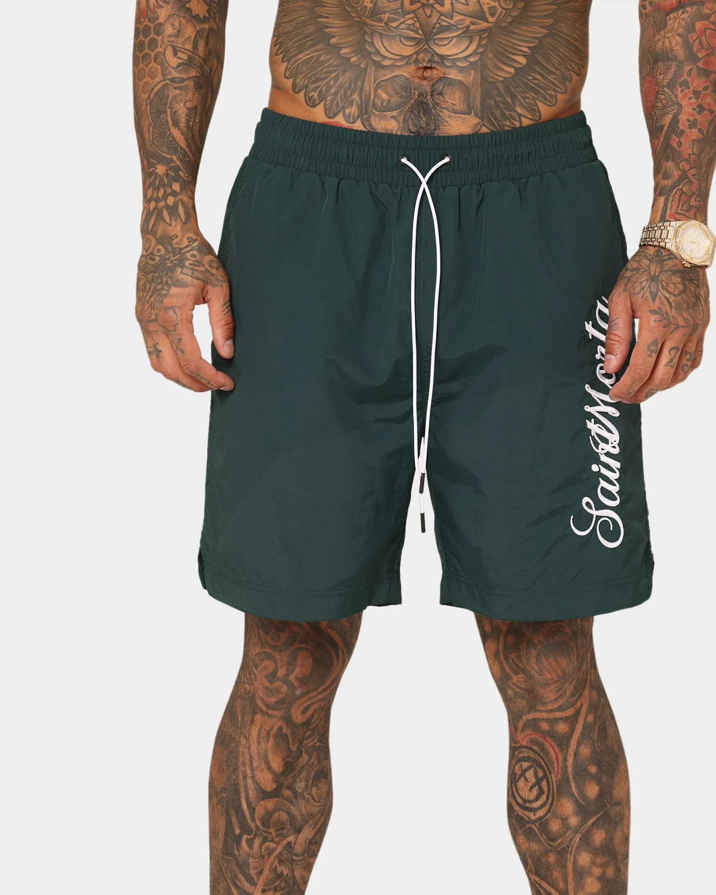 Saint Morta Scripted Beach Shorts Stadium Green