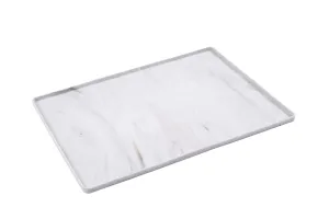 Silicone Non-Slip Dog or Cat Bowl Mat with Raised Edge, 15.75" x 12", Marble Design