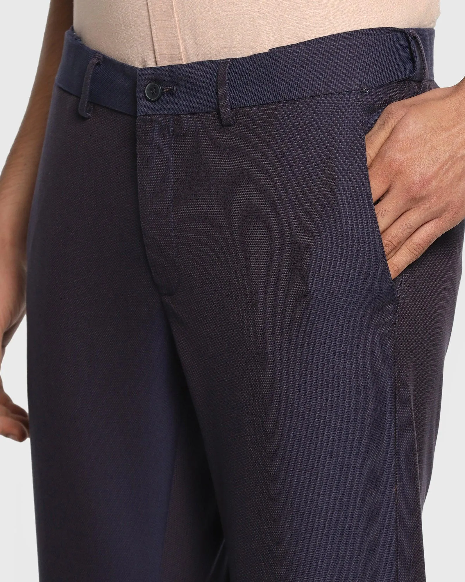 Slim Comfort B-95 Casual Navy Textured Khakis - Clad