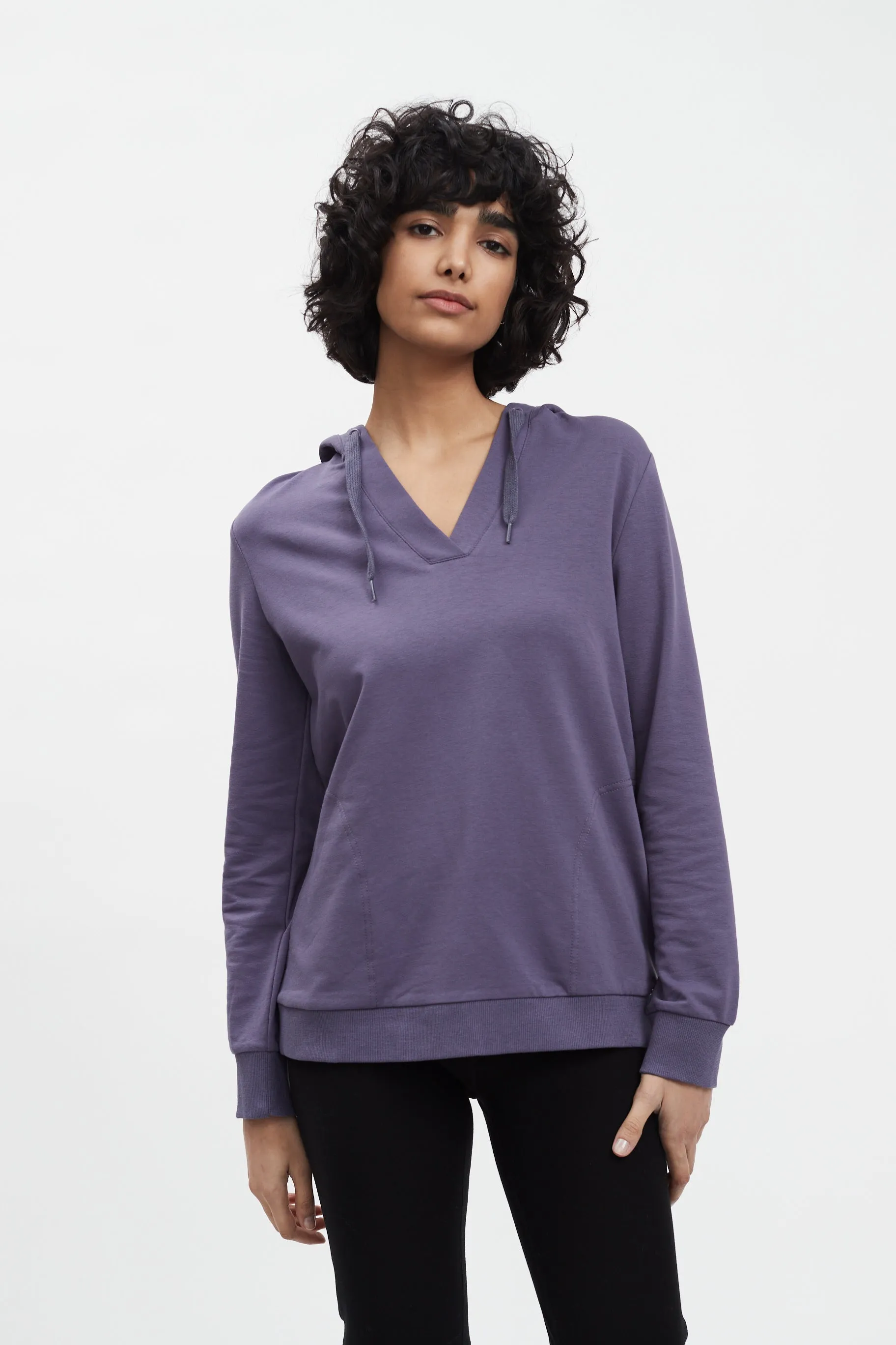 V-Neck Long Sleeve Hoodie