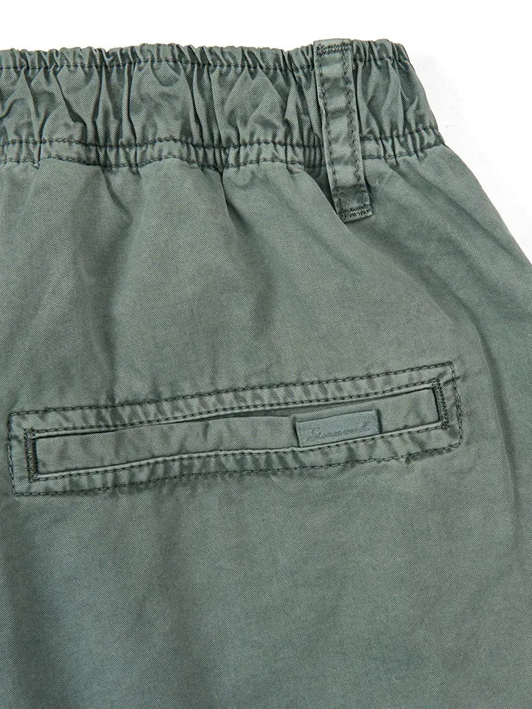 Vintage Style Lightweight Washed Shorts with Drawstring Waist