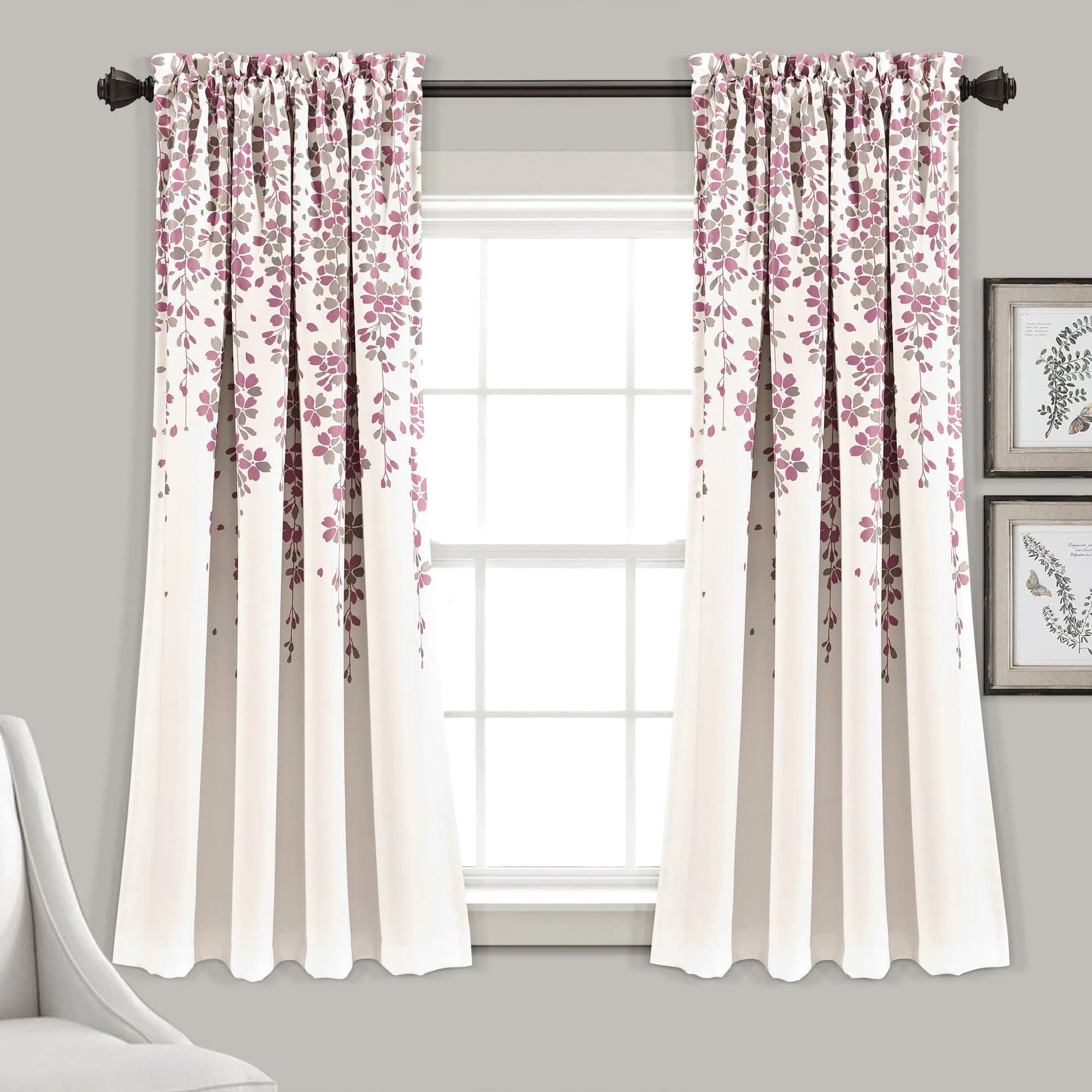 Weeping Flower Light Filtering Window Curtain Set