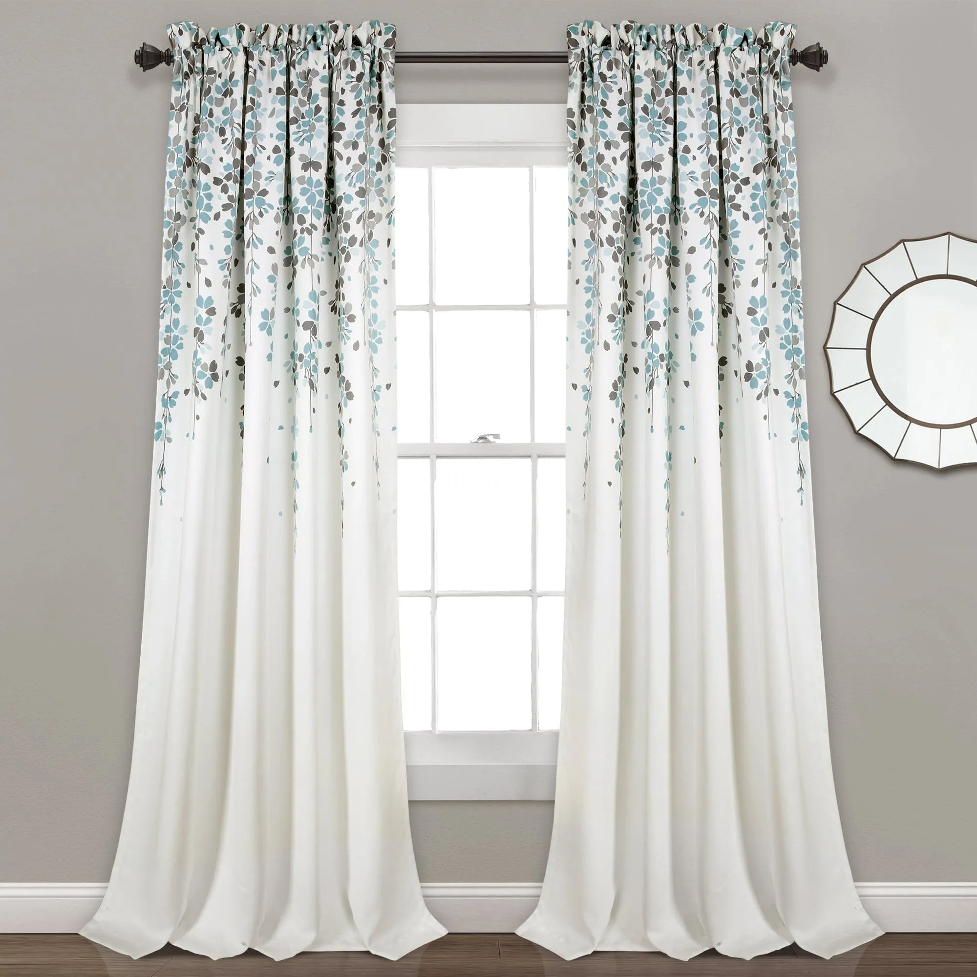 Weeping Flower Light Filtering Window Curtain Set