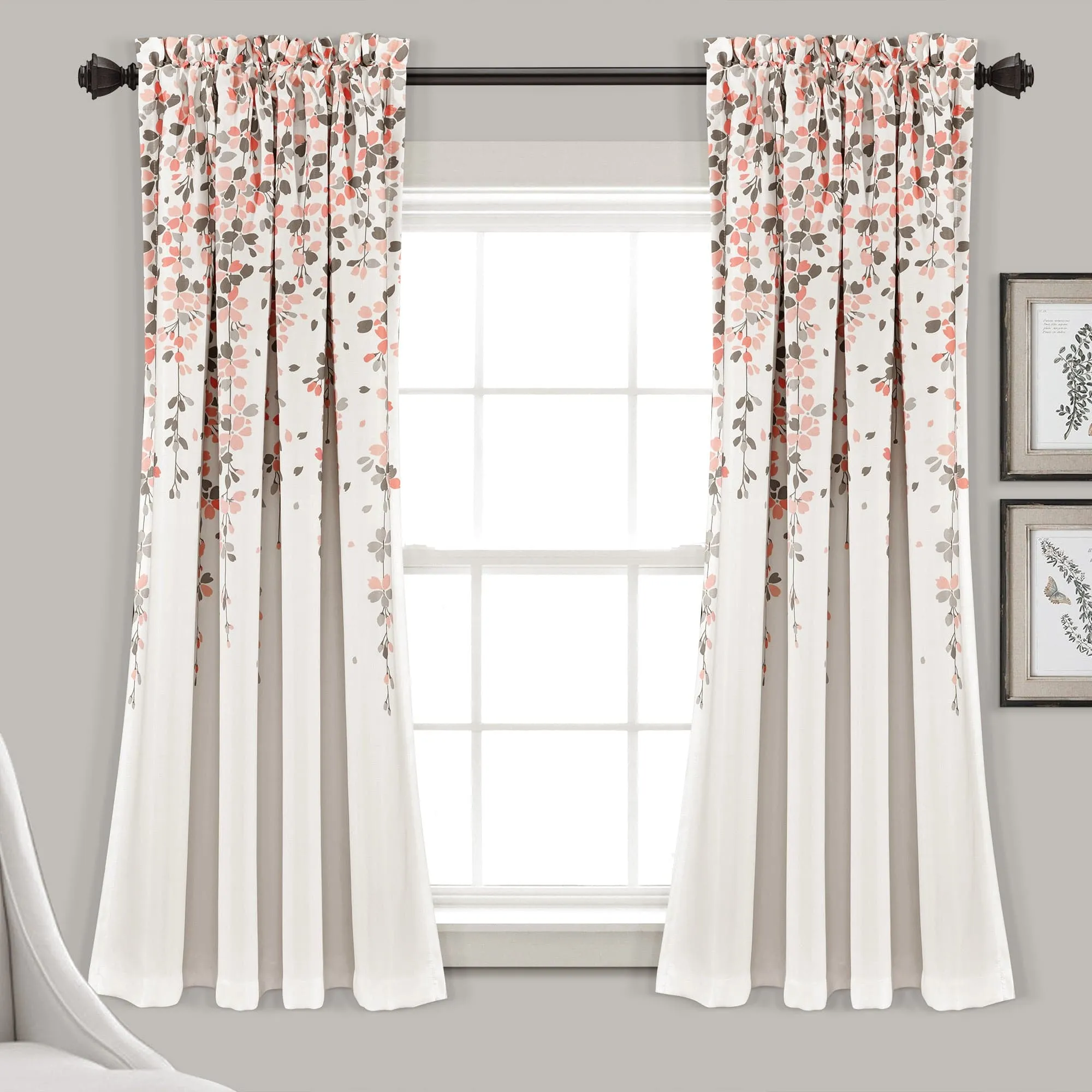 Weeping Flower Light Filtering Window Curtain Set