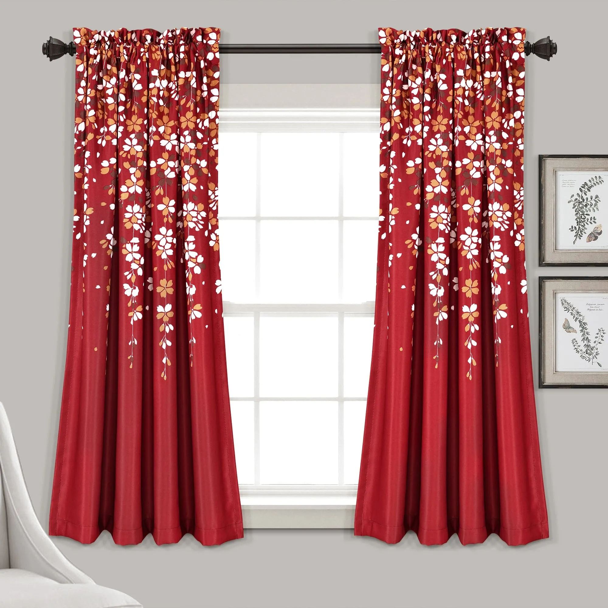 Weeping Flower Light Filtering Window Curtain Set