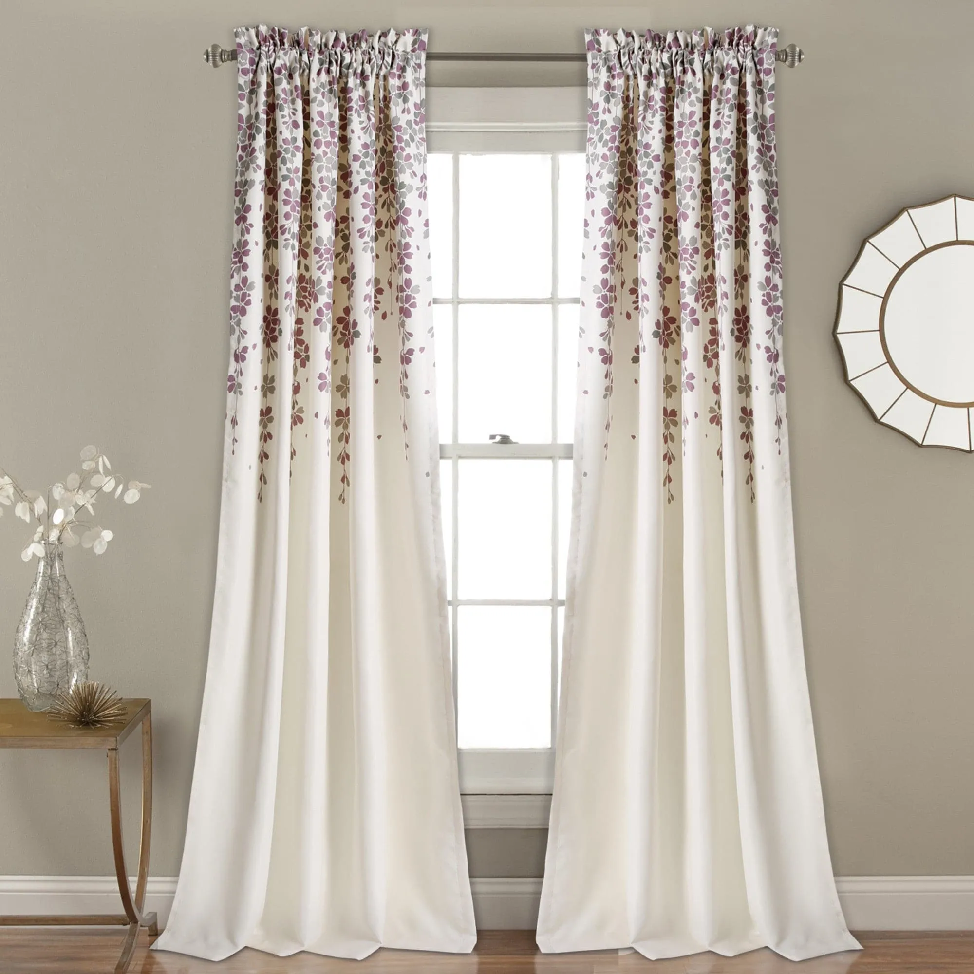 Weeping Flower Light Filtering Window Curtain Set