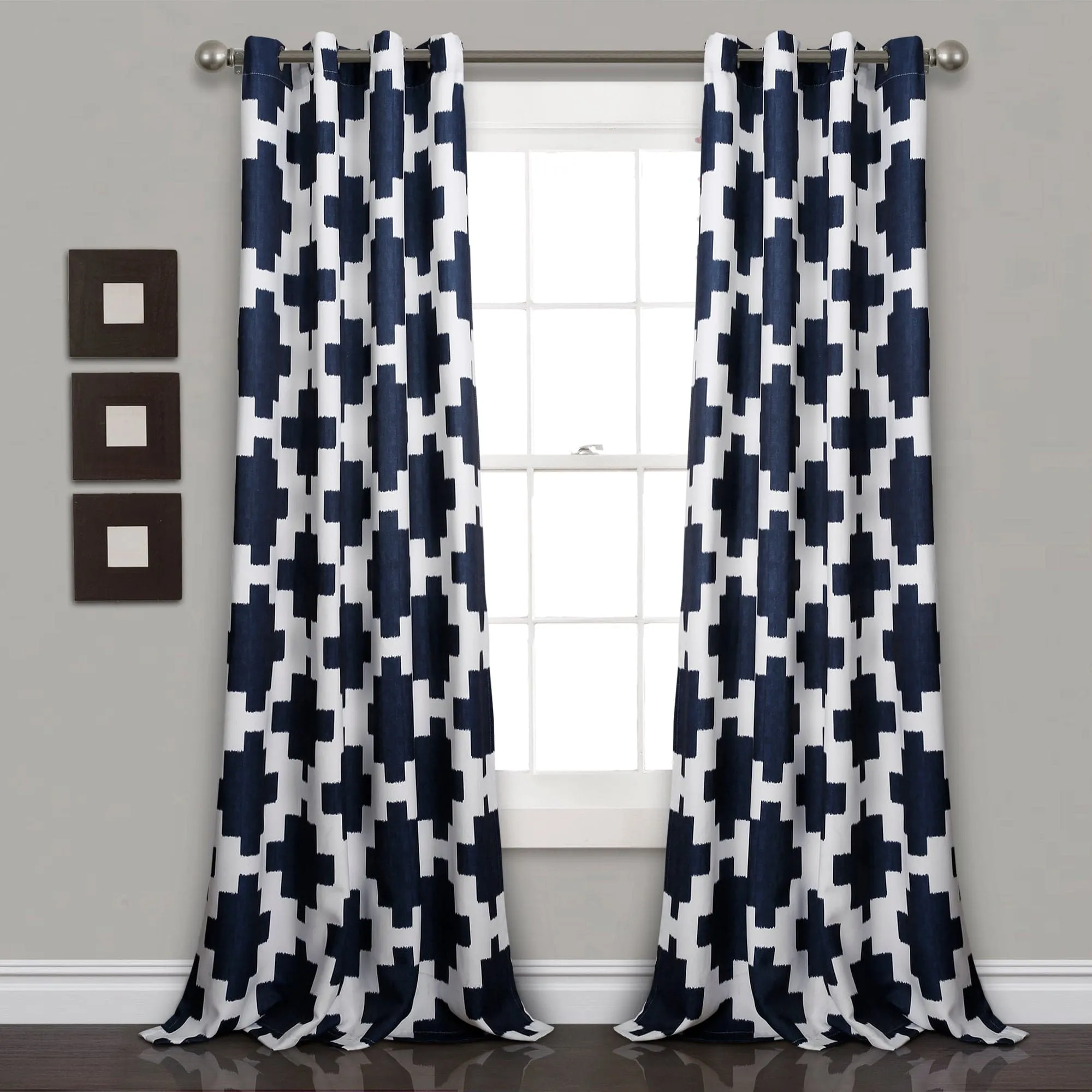 Wellow Ikat Room Darkening Window Curtain Panel Set