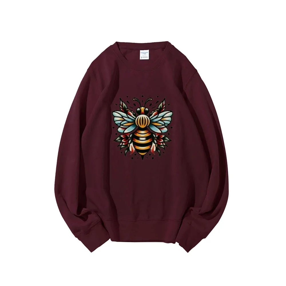 Women Floral Bee Graphic Sweatshirts