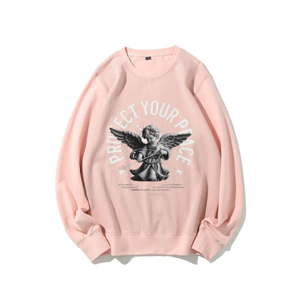 Women Protect Your Peace Angel Graphic Sweatshirts