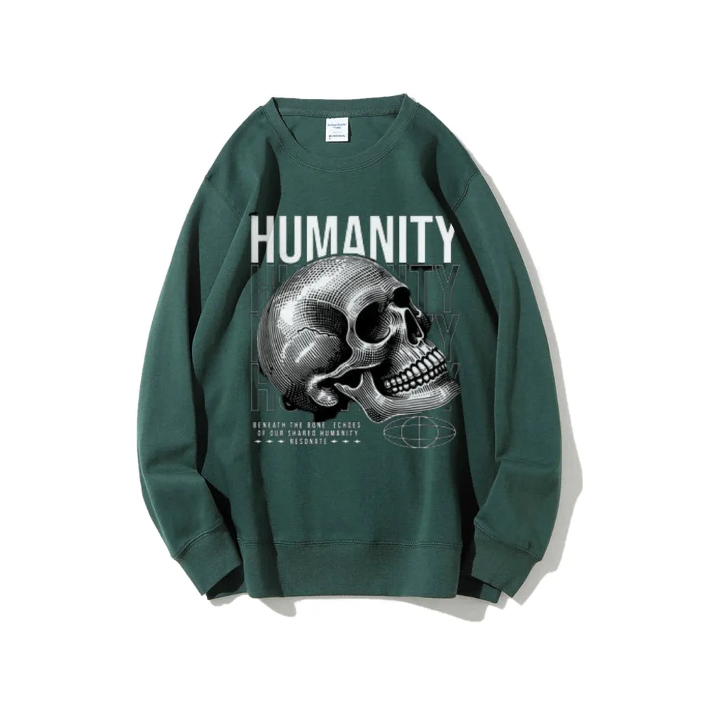 Women Vintage Humanity Skull Graphic Sweatshirts