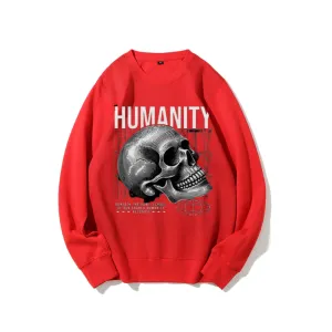 Women Vintage Humanity Skull Graphic Sweatshirts