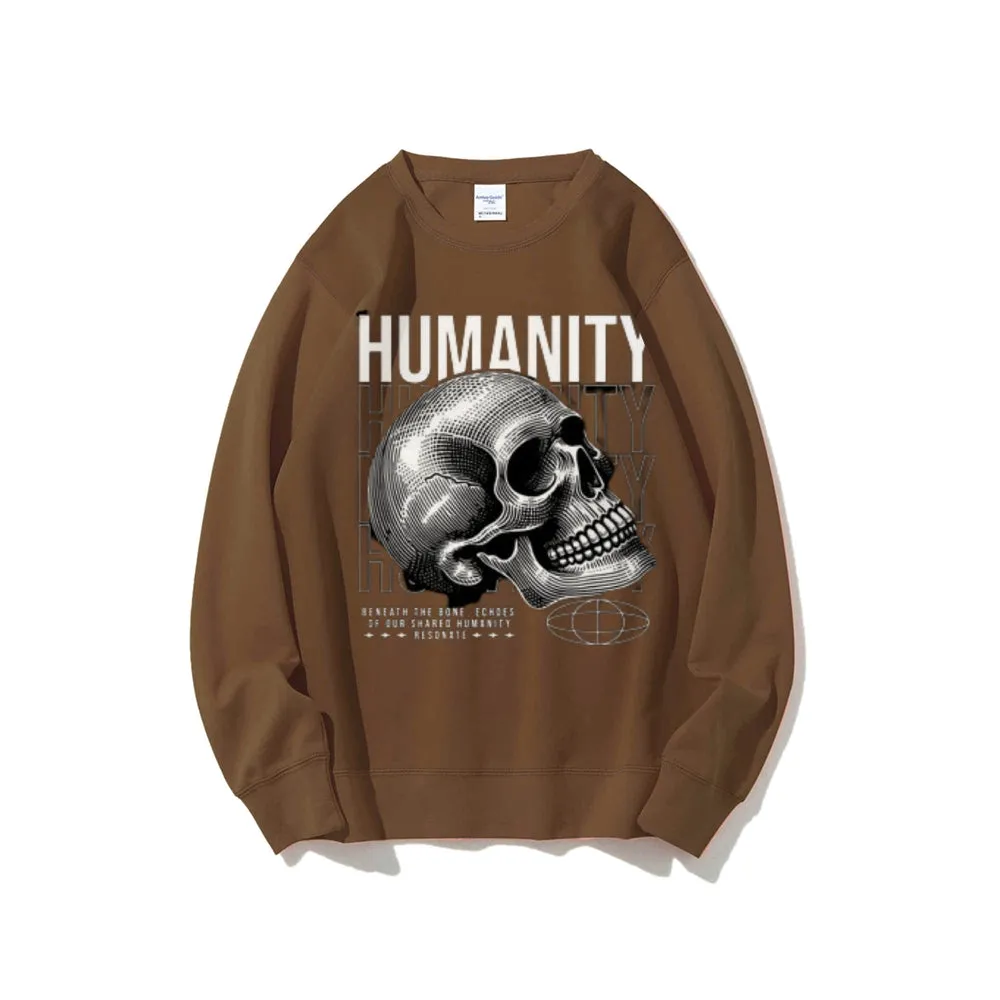 Women Vintage Humanity Skull Graphic Sweatshirts