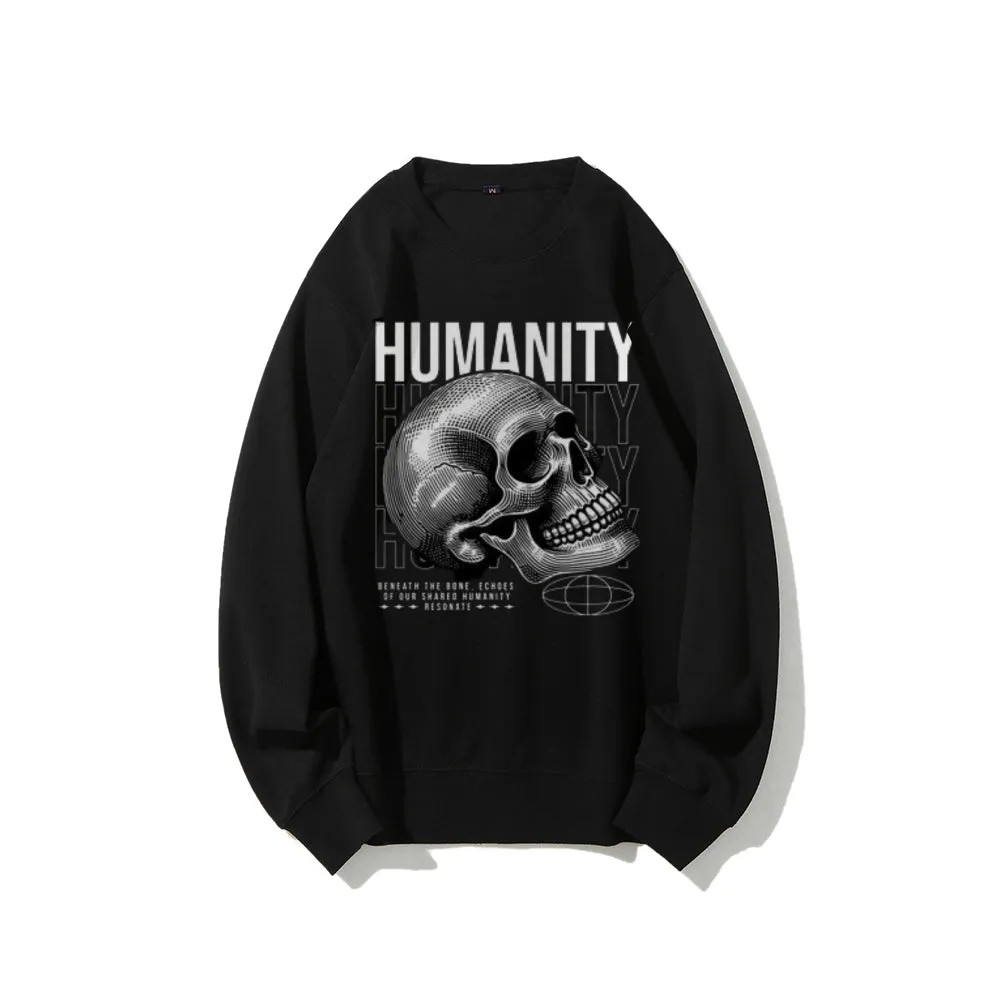 Women Vintage Humanity Skull Graphic Sweatshirts