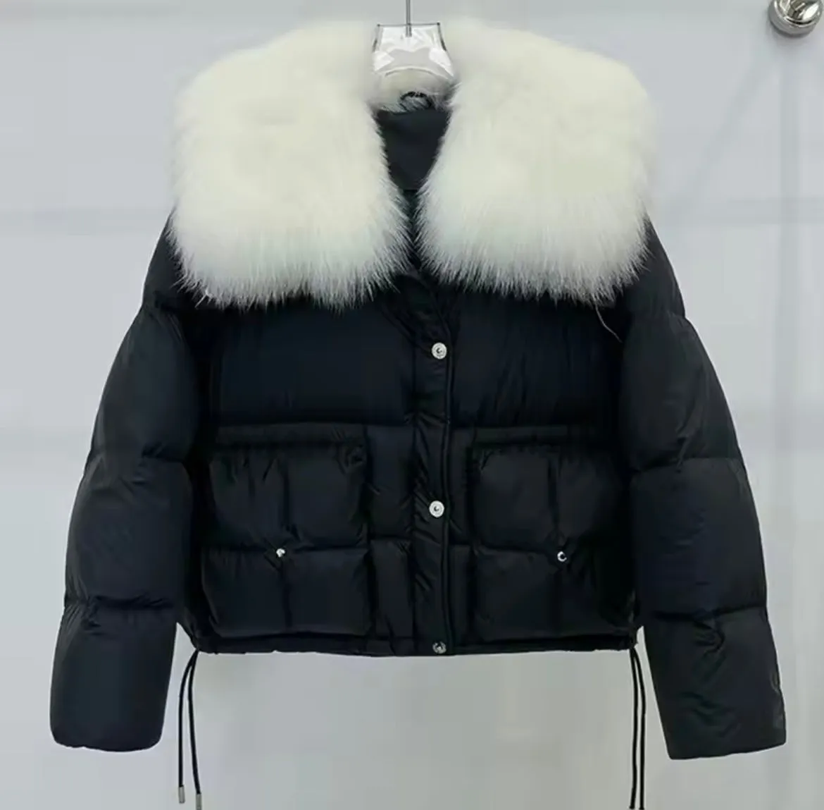 Women's Plus Size Down Jacket with Real Fur